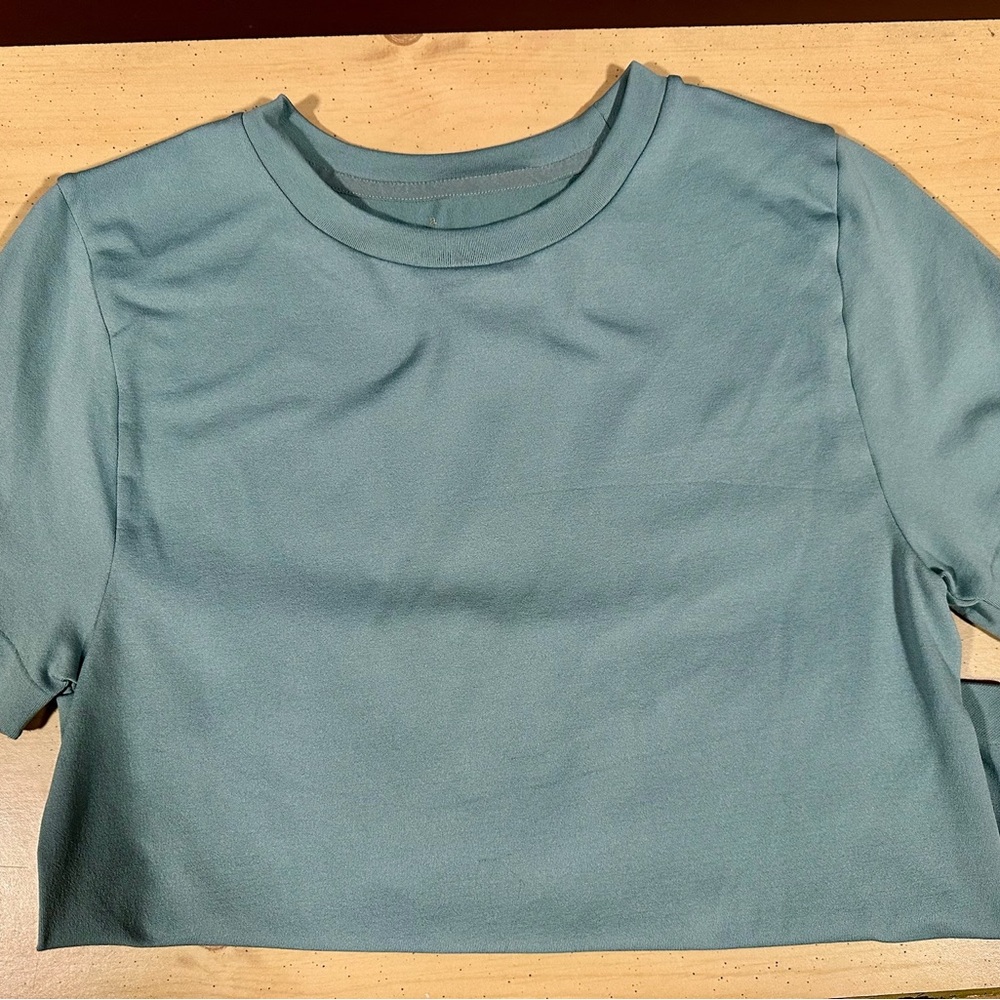 a new day Light Teal Crewneck Crop Tee